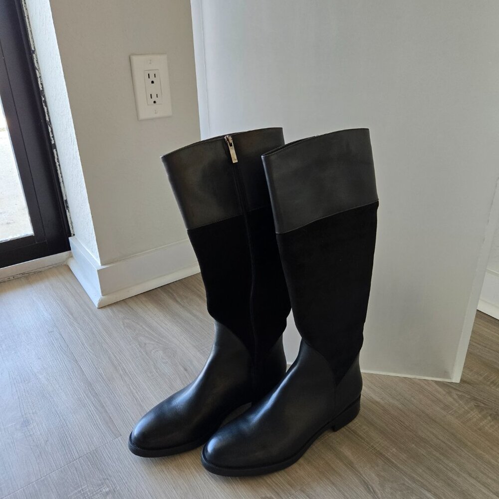 Aquatalia Regina Knee High Boots Black Leather Suede Size 8 - Picture 4 of 11